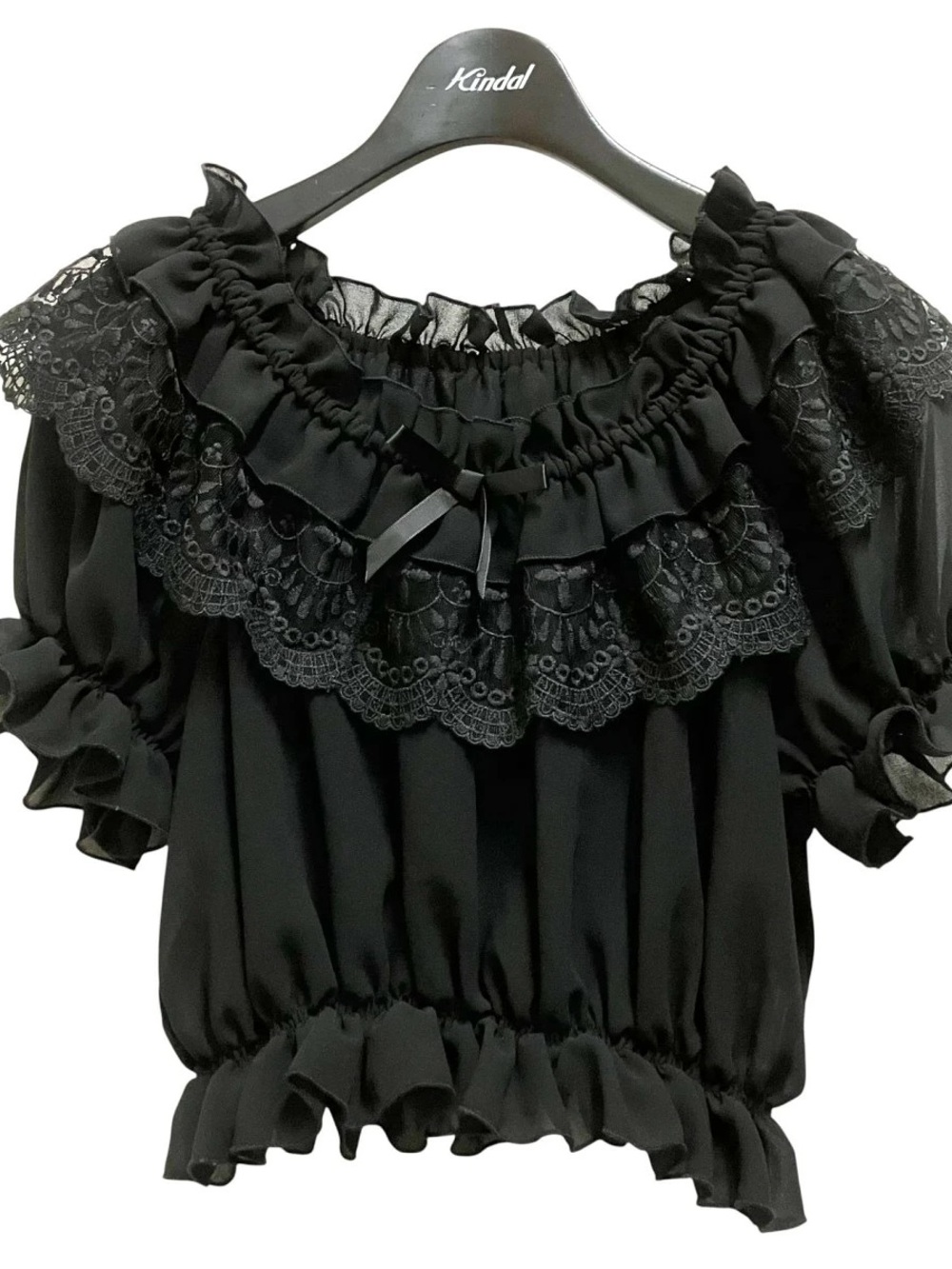 Black Ruffle Lace Peasant Blouse - Women - Picture 8 of 8